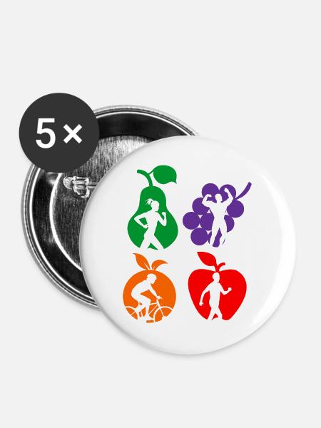 Gesunde Frucht gesunde Sportdiät - Buttons groß 56 mm (5er Pack) - Weiß