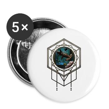 Awesome steampunk hammerhead shark - Buttons large 2.2''/56 mm (5-pack) - white - Front