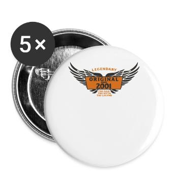 Geboren 2001 Original Seit 2001 - Buttons groß 56 mm (5er Pack) - Weiß - Vorne