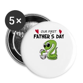 Father's Day Gift - Our First Father's Day - Buttons large 2.2''/56 mm (5-pack) - white - Front
