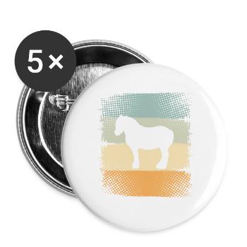 Pferd - Buttons groß 56 mm (5er Pack) - Weiß - Vorne
