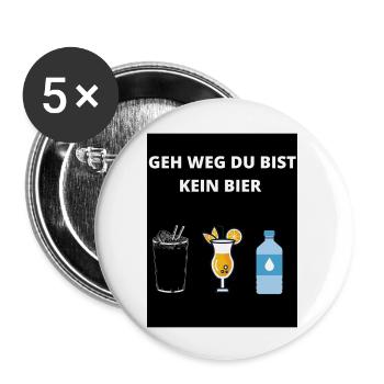 Bier spruch T-Shirt - Buttons groß 56 mm (5er Pack) - Weiß - Vorne