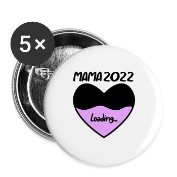 Mama 2022 - Werdende Mutter 2022 loading - Buttons groß 56 mm (5er Pack) - Weiß - Vorne