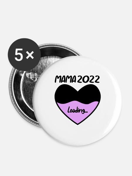 Mama 2022 - Werdende Mutter 2022 loading - Buttons groß 56 mm (5er Pack) - Weiß