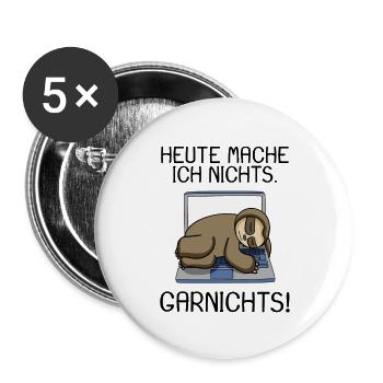 Lustiger Faultier Spruch Büro Humor Geschenk - Buttons groß 56 mm (5er Pack) - Weiß - Vorne