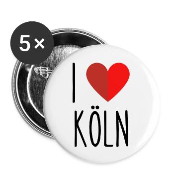 I love Köln - Buttons groß 56 mm (5er Pack) - Weiß - Vorne