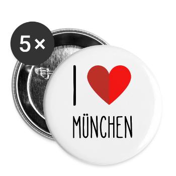 I love München - Buttons groß 56 mm (5er Pack) - Weiß - Vorne