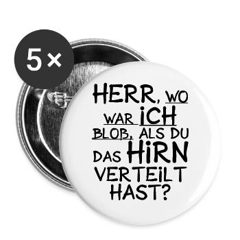 Hirn Gehirn Schlau Dumm - Buttons groß 56 mm (5er Pack) - Weiß - Vorne