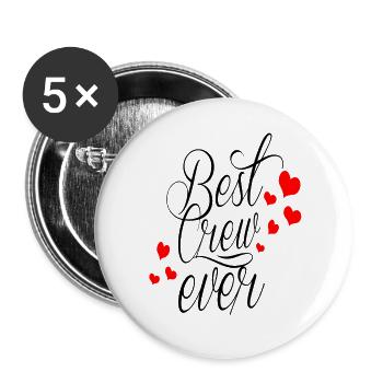 BEST CREW EVER - Buttons large 2.2''/56 mm (5-pack) - white - Front