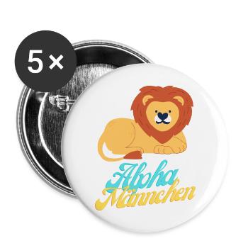 Alphalöwe - Buttons groß 56 mm (5er Pack) - Weiß - Vorne