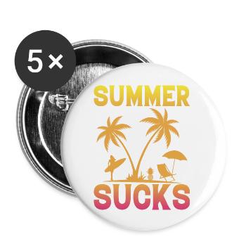 Sommer Sucks coole shirts ch / at - Buttons groß 56 mm (5er Pack) - Weiß - Vorne