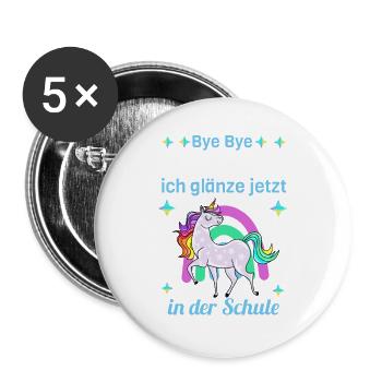Bye Bye Kindergarten Glitter Unicorn Enrollment - Buttons large 2.2''/56 mm (5-pack) - white - Front