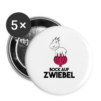 Zwiebel Ziege Ziegenbock - Buttons groß 56 mm (5er Pack) - Weiß - Vorne