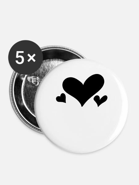 Liebe Herz - Buttons groß 56 mm (5er Pack) - Weiß