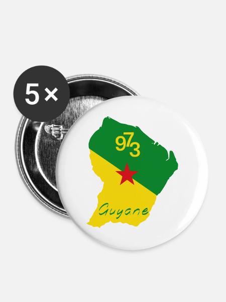 Guyana - Buttons groß 56 mm (5er Pack) - Weiß