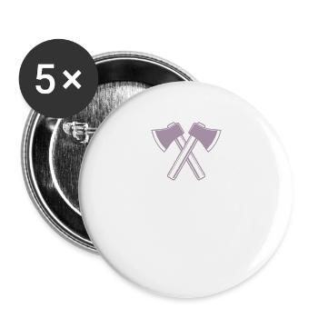 Axe Axes Bûcheron Forestier - Lot de 5 grands badges (56 mm) - blanc - Devant