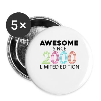 Fantastisch seit 2000 - Jahrgang 2000 - Buttons groß 56 mm (5er Pack) - Weiß - Vorne