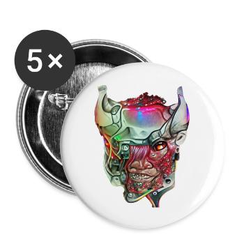 Cyborg Demon - Buttons large 2.2''/56 mm (5-pack) - white - Front