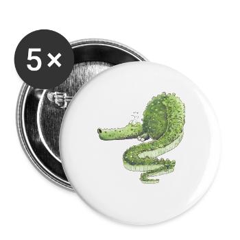 Lustiges Krokodil I Wildtier Tiere - Buttons groß 56 mm (5er Pack) - Weiß - Vorne