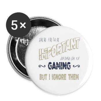 card games gaming dont always play video games - Buttons groß 56 mm (5er Pack) - Weiß - Vorne