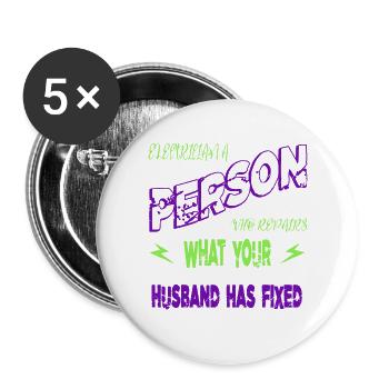 amour idée cadeau électricien humour idée de cadeau - Lot de 5 grands badges (56 mm) - blanc - Devant