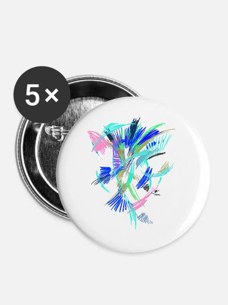 Farben Kunst - Buttons groß 56 mm (5er Pack) - Weiß