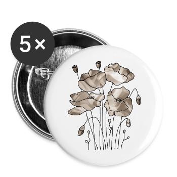 Fleur - Lot de 5 grands badges (56 mm) - blanc - Devant