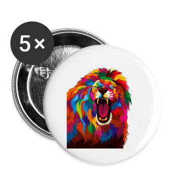 Rainbow Lion - Buttons large 2.2''/56 mm (5-pack) - white - Front