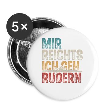 Rudern Ruderer Ruderboot - Buttons groß 56 mm (5er Pack) - Weiß - Vorne