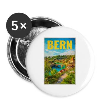 Bern Panorama Aare & Old Town - Buttons large 2.2''/56 mm (5-pack) - white - Front