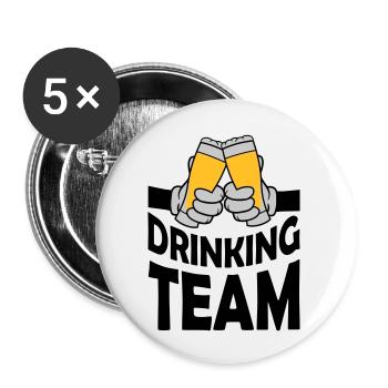 Drinking Team Bierglas anstoßen - Buttons groß 56 mm (5er Pack) - Weiß - Vorne