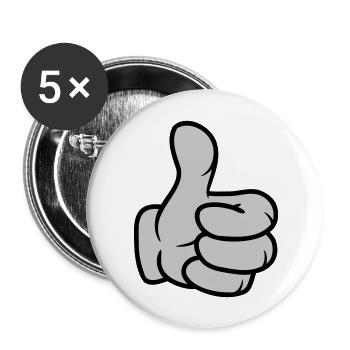 Comic Hand Daumen hoch - Buttons groß 56 mm (5er Pack) - Weiß - Vorne