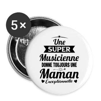 Musicienne Future Maman cadeau Drôle Annonce Mère - Lot de 5 grands badges (56 mm) - blanc - Devant
