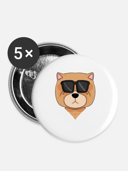 Chow Chow Hund Cool - Buttons groß 56 mm (5er Pack) - Weiß