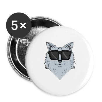 Siberian cat - Buttons large 2.2''/56 mm (5-pack) - white - Front