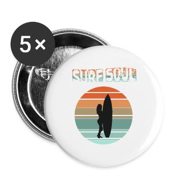Surfer silhouette with sunset - Buttons large 2.2''/56 mm (5-pack) - white - Front