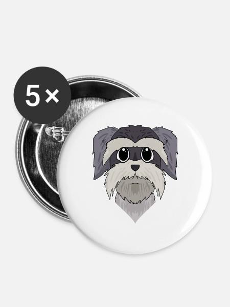 Schnauze - Zwergschnauzer - Buttons groß 56 mm (5er Pack) - Weiß