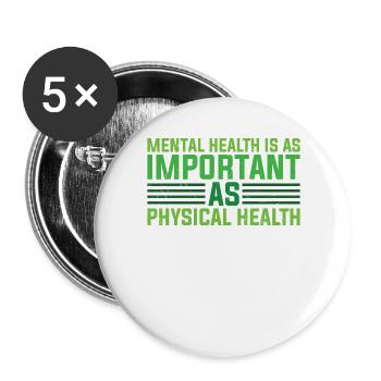 Mental Health Mental Stability - Buttons large 2.2''/56 mm (5-pack) - white - Front