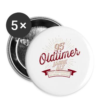 95. Geburtstag Oldtimer - Buttons groß 56 mm (5er Pack) - Weiß - Vorne