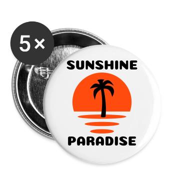 Soleil, paradis (Demi-soleil, Palmier) - Lot de 5 grands badges (56 mm) - blanc - Devant
