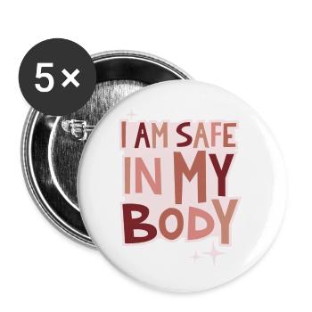 I am safe lettering - Buttons groß 56 mm (5er Pack) - Weiß - Vorne