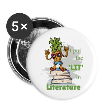 Funny Sayings Literature Books Writing Pineapple - Buttons large 2.2''/56 mm (5-pack) - white - Front