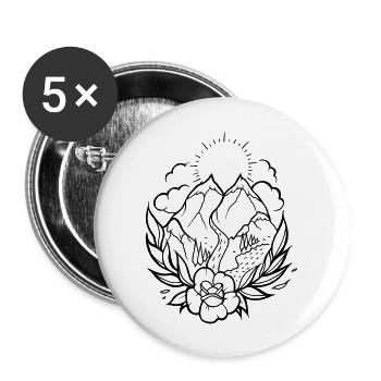 BERGE REISEN TATTOO - Buttons groß 56 mm (5er Pack) - Weiß - Vorne