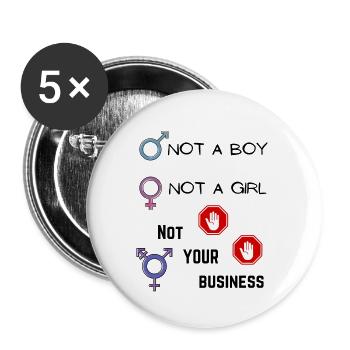 Tee-shirt non binaire - Lot de 5 grands badges (56 mm) - blanc - Devant