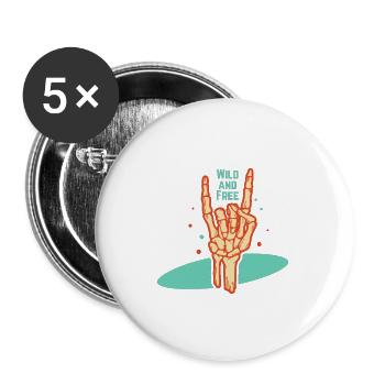 Wild and Free - Buttons large 2.2''/56 mm (5-pack) - white - Front