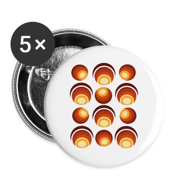 70er Jahre Retro Kugel Muster Orangebraun - Buttons groß 56 mm (5er Pack) - Weiß - Vorne