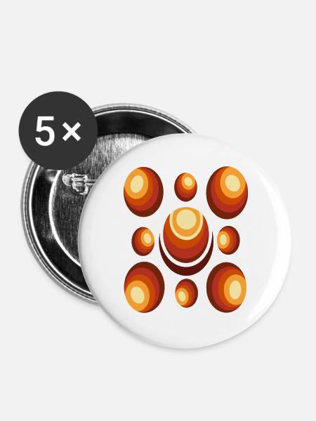 Halbmond Retro Kreismuster - Buttons groß 56 mm (5er Pack) - Weiß