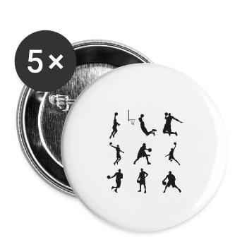 joueurs de basket - Lot de 5 grands badges (56 mm) - blanc - Devant