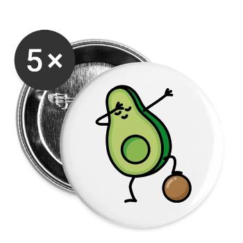 Dabbing Avocado Fußball Fußballspieler Keto Diët - Buttons groß 56 mm (5er Pack) - Weiß - Vorne