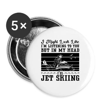 Jetski Water Sports Holiday Sea Summer Gift Idea - Buttons large 2.2''/56 mm (5-pack) - white - Front